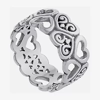Bali Inspired Womens Sterling Silver Heart Cocktail Ring