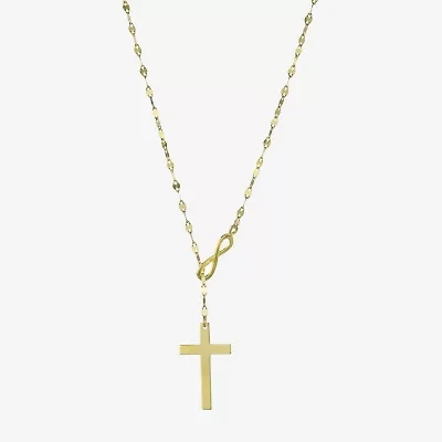 Womens 14K Gold Over Silver Cross 22 Inch Pendant Necklace
