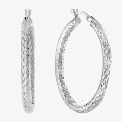 Womens Sterling Silver 37.8mm Hoop Earrings
