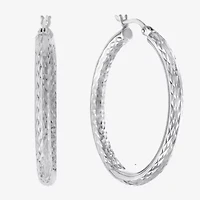 Womens Sterling Silver 37.8mm Hoop Earrings
