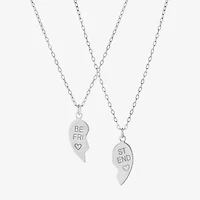 2 Piece Sterling Silver Best Friend Heart Pendant Necklace