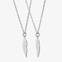 2 Piece Sterling Silver Best Friend Heart Pendant Necklace