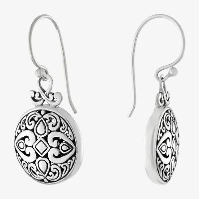 Womens Sterling Silver Round Drop Earrings