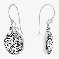 Womens Sterling Silver Round Drop Earrings