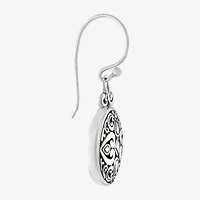 Womens Sterling Silver Round Drop Earrings