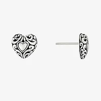 Sterling Silver 11.7mm Heart Stud Earrings