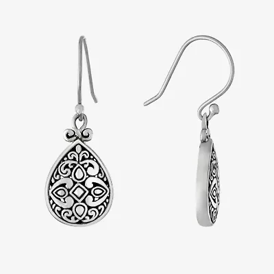Womens Sterling Silver Pear Drop Earrings