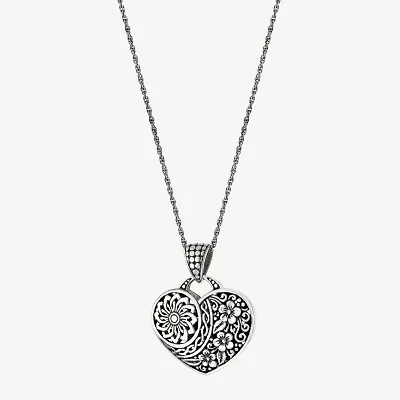 Womens Sterling Silver Heart 16 Inch Pendant Necklace