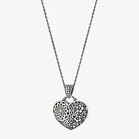Womens Sterling Silver Heart 16 Inch Pendant Necklace