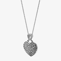Womens Sterling Silver Heart 16 Inch Pendant Necklace