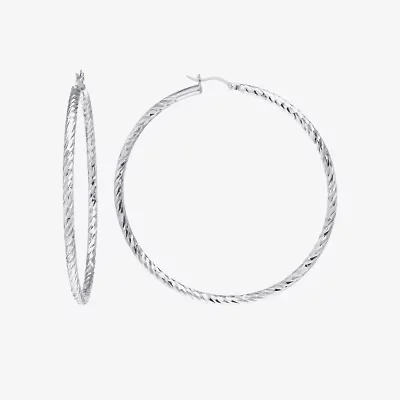 Womens Sterling Silver 50mm Hoop Earrings