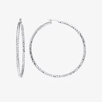 Womens Sterling Silver 50mm Hoop Earrings