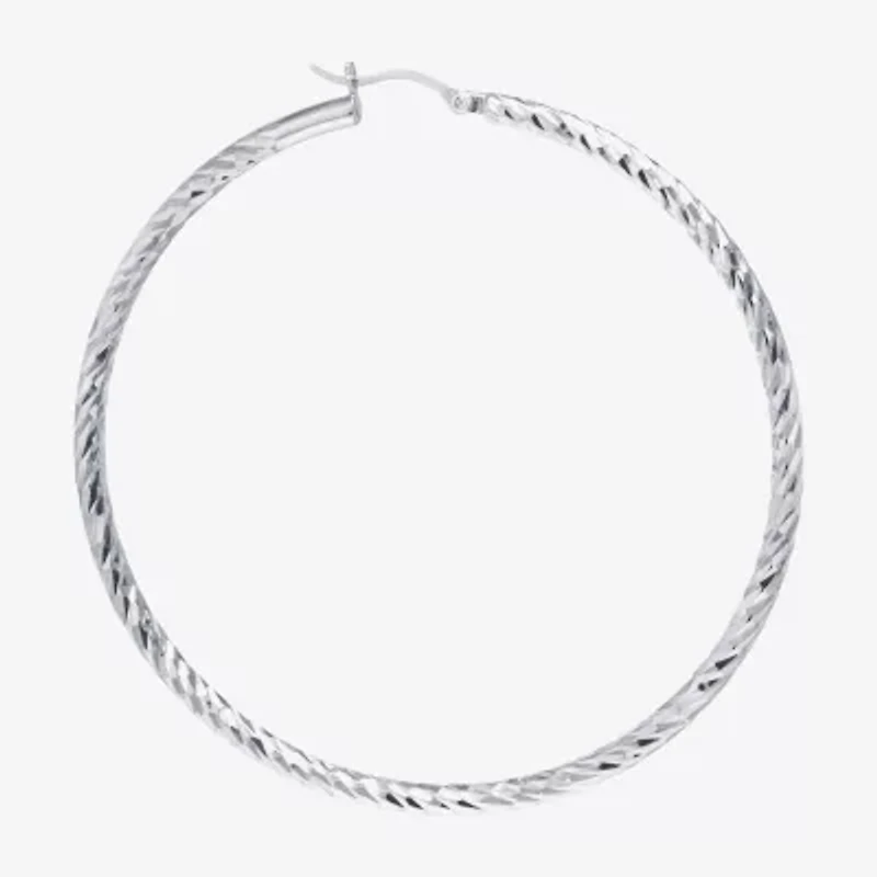 Womens Sterling Silver 50mm Hoop Earrings