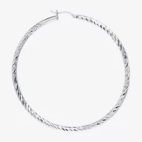 Womens Sterling Silver 50mm Hoop Earrings