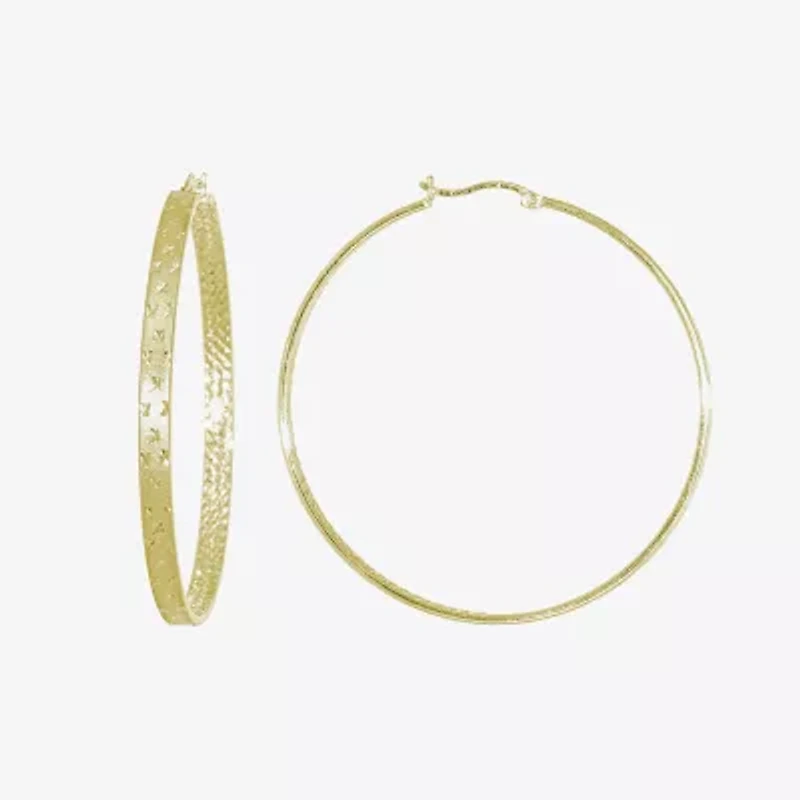 Womens 14K Gold Over Silver 50mm Hoop Earrings