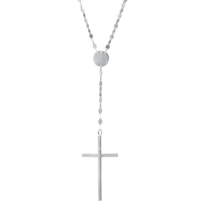 Womens Sterling Silver 18 Inch Rosary Necklace