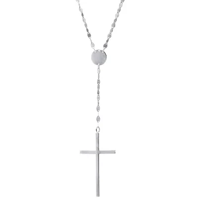 Womens Sterling Silver 18 Inch Rosary Necklace