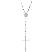 Womens Sterling Silver 18 Inch Rosary Necklace
