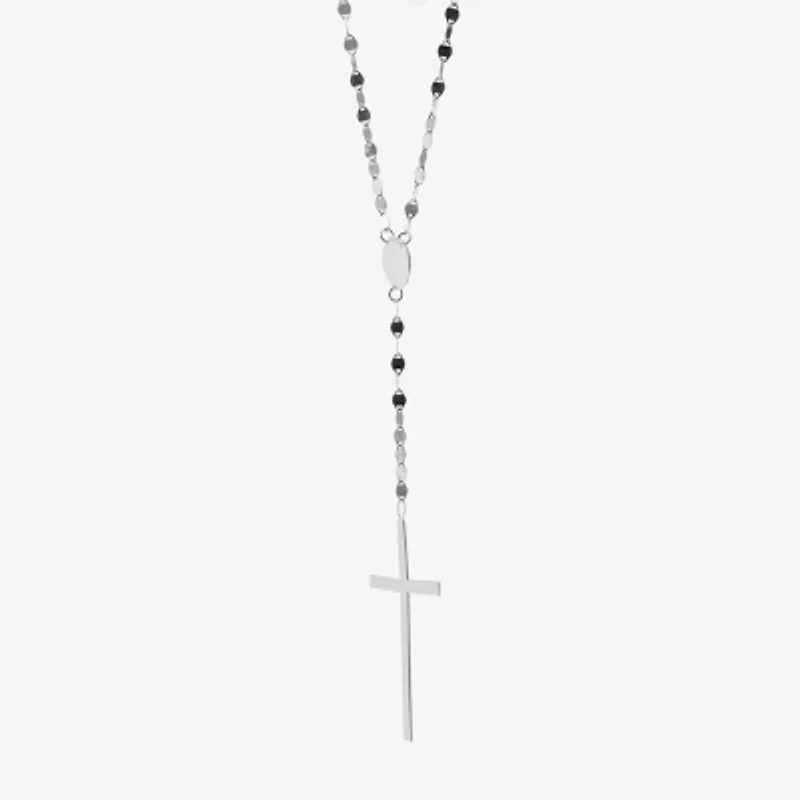 Womens Sterling Silver 18 Inch Rosary Necklace
