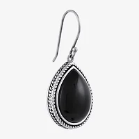 Genuine Black Onyx Sterling Silver Drop Earrings