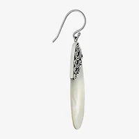 Womens White Mother Of Pearl Sterling Silver Pear Drop Earrings