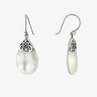 Womens White Mother Of Pearl Sterling Silver Pear Drop Earrings