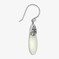 Womens White Mother Of Pearl Sterling Silver Pear Drop Earrings