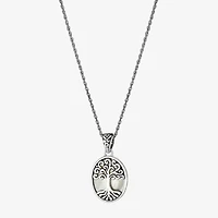 Tree Of Life Womens White Mother Of Pearl Sterling Silver 16 Inch Pendant Necklace