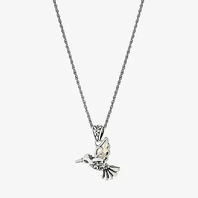 Hummingbird Womens White Mother Of Pearl Sterling Silver 16 Inch Pendant Necklace