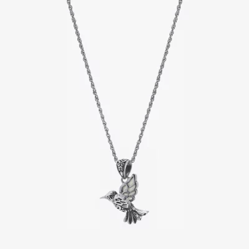 Hummingbird Womens White Mother Of Pearl Sterling Silver 16 Inch Pendant Necklace
