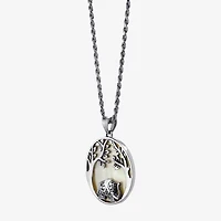 Tree Of Life Womens White Mother Of Pearl Sterling Silver Round 16 Inch Pendant Necklace