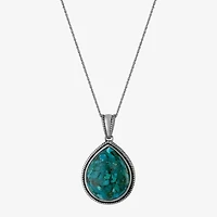 Womens Enhanced Blue Turquoise Sterling Silver 18 Inch Pendant Necklace