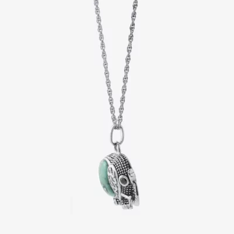 Womens Enhanced Blue Turquoise Sterling Silver 18 Inch Pendant Necklace