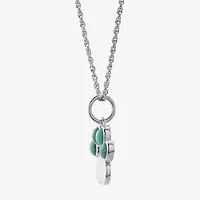 Paw Print Womens Enhanced Blue Turquoise Sterling Silver 18 Inch Pendant Necklace