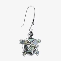 Turtle Womens Genuine Abalone Sterling Silver Drop Earrings