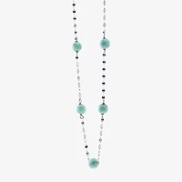 Womens Blue Turquoise Sterling Silver 16 Inch Beaded Necklace