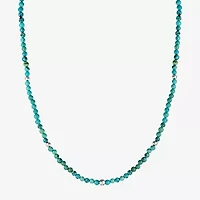 Womens Blue Turquoise Sterling Silver 16 Inch Beaded Necklace