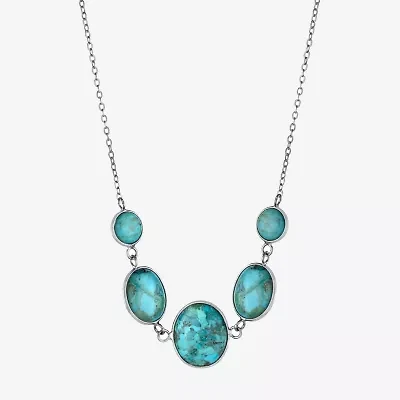 Womens Blue Sterling Silver 18 Inch Statement Necklace