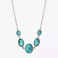 Womens Blue Sterling Silver 18 Inch Statement Necklace