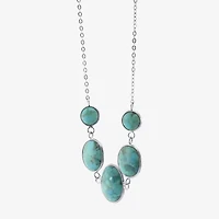 Womens Blue Sterling Silver 18 Inch Statement Necklace