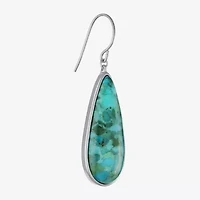 Womens Enhanced Blue Turquoise Sterling Silver Pear Drop Earrings