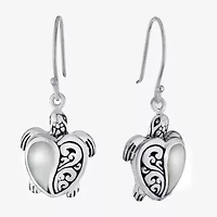 Bali Inspired Womens Genuine White Mother Of Pearl Sterling Silver Drop Earrings