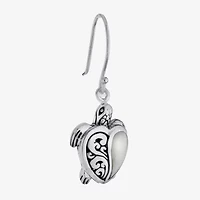 Bali Inspired Womens Genuine White Mother Of Pearl Sterling Silver Drop Earrings