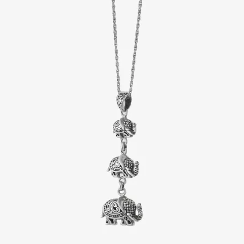 Bali Inspired Womens Sterling Silver 16 Inch Pendant Necklace