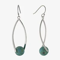 Womens Enhanced Blue Turquoise Sterling Silver Drop Earrings