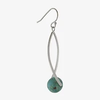 Womens Enhanced Blue Turquoise Sterling Silver Drop Earrings