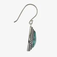 Womens Enhanced Blue Turquoise Sterling Silver Drop Earrings