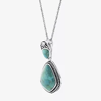 Womens Enhanced Blue Turquoise Sterling Silver 18 Inch Pendant Necklace