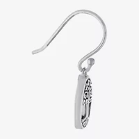 Bali Inspired Womens White Mother Of Pearl Sterling Silver Oval Drop Earrings