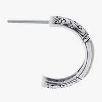 Bali Inspired Womens White Mother Of Pearl Sterling Silver 20.3mm Hoop Earrings